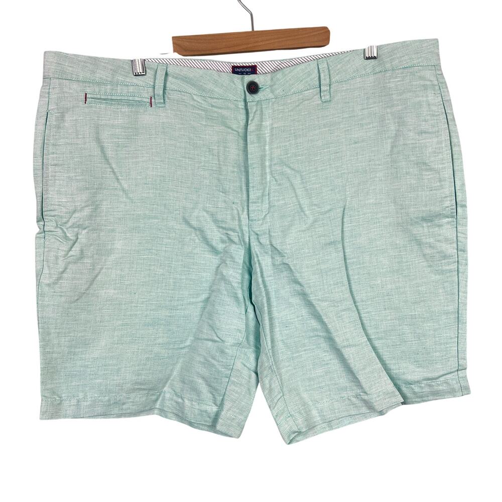 UNTUCKit Mens 42 Preppy Coastal Resortwear Flat Front Linen Blend Chino Shorts